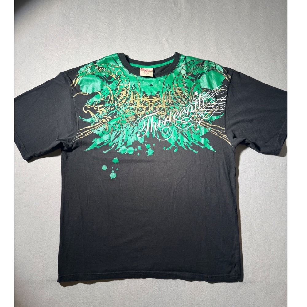 Vintage Mecca Apparel T-Shirt Mens XL Black Green Thirteenth Graphic Streetwear